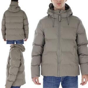 RAINS Unisex Puffer Jacket Taupe Short M/L Mens